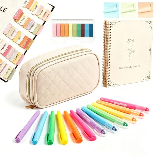 BellaHold Bible Journaling Kit for Women, Bible Study Supplies with Tabs - color: Beige-New