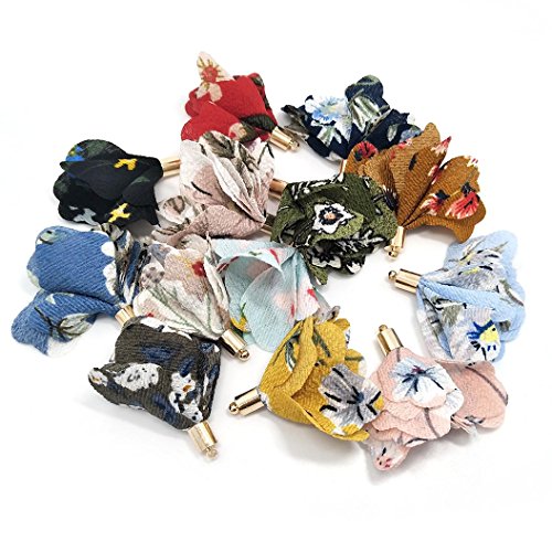 100Pcs Chiffon Flower Handmade Tiny Soft Tassels Mini Tassels,Colorful Tassels, Earring Tassels,Key Chian Tassels Assorted Colors Randomly (11) - color: 11