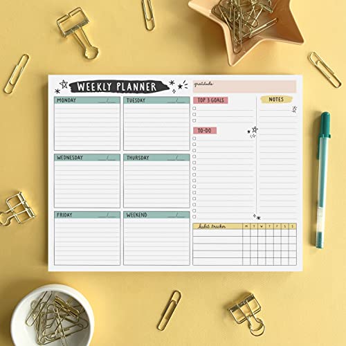 Weekly Planner Pad 52 Tear-Off Sheets Undated 8.5 x 11 Desk Pad - style: Style 4