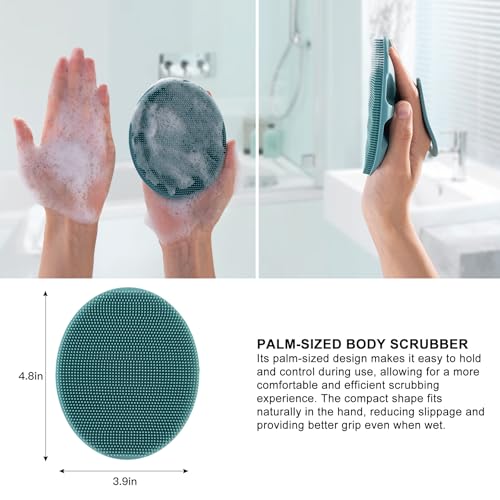 INNERNEED Silicone Body Cleansing Brush Exfoliating Scrubber, Green+Pink - color: Pink+dark Green