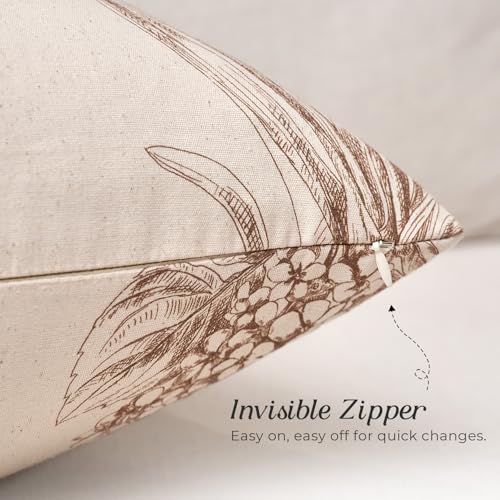 Kevin Textile Hydrangea Floral Pillow Covers Set of 2 18x18 Inch, Brown - color: Brown