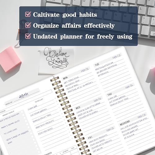 Undated Weekly Planner with To-Do List & Habit Tracker, 5.7" x 8" - color: White-01