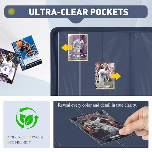 Trading Card Binder 9 Pocket, 360 Pockets Card Collection Binder - color: Navy Blue