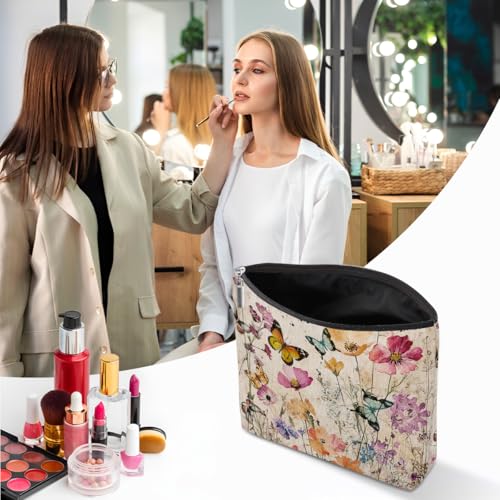 Floral Butterfly Makeup Bag, Butterfly Gifts Cosmetic Bags Travel Pouch - color: Multicolor 0152