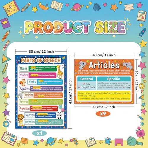 Yisong 10 Pcs Preschool Educational Sight Words Posters with 100 Glue Point