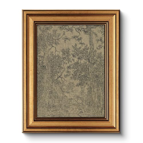 HUARCEY Gold Framed Canvas Wall Art, Antique Landscape Sketch, 8x10 Inch - color: Landscape Sketch, size: 10"L x 8"W