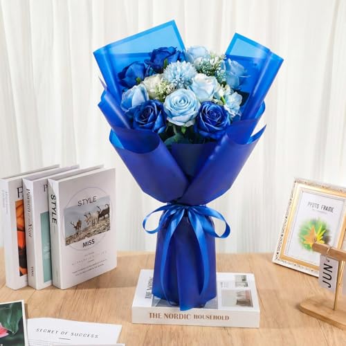Ctosree 240Sheets Flower Wrapping Paper,Waterproof Korean Bouquet Wrap 23in - color: Navy Blue