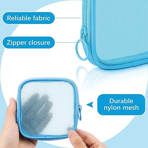 Weewooday 4Pcs Mesh Makeup Bag, Blue, Small, Classic - color: Blue, size: Small, style: Classic