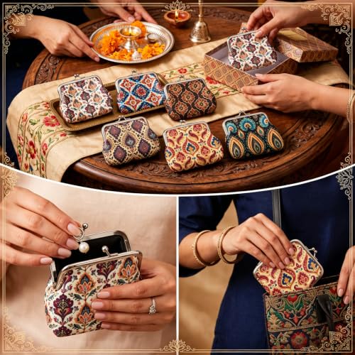 6 Pack Indian Return Gifts for Pooja Vintage Coin Purses