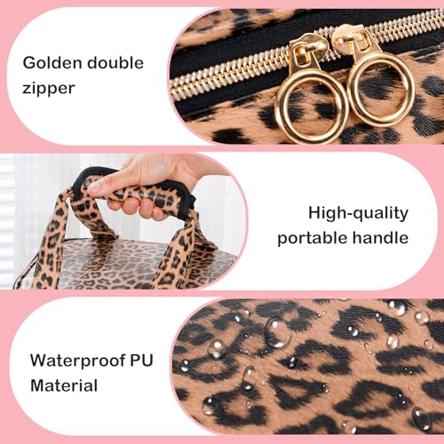 Uross Nail Polish Organizer Bag - Holds 84 Bottles & Lamp, Large Gel Storage Box for Tech Supplies Kit Case - Leopard - color: Leopard-print, size: X Large - 11 x 9.5 x 13 inch (84 bottles)