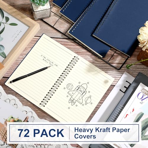 Yahenda 72 Pcs Spiral Notebooks, 1 Subject, Wide Ruled, Deep Blue - color: Deep Blue