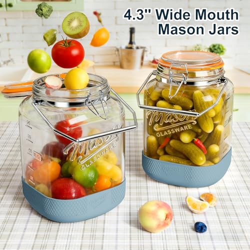 1 Gallon Glass Jar with Lid, 2 Pack Glass Food Storage Containers - size: 1 Gallon / Square Glass Jar