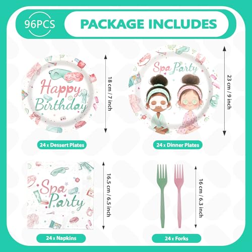 96 Pcs Spa Birthday Party Decorations for Girls, Serves 24 - style: Spa Birthday