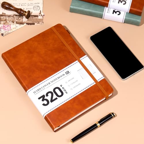 CAGIE Journal Notebook for Men Women Brown- B5 Large Journaling Notebooks Journals Leather for Writing Work Diary Hardcover Thick - color: Brown, style: Lined B5
