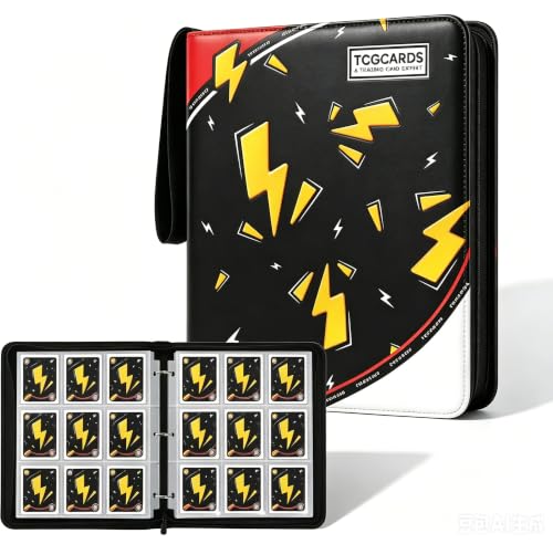 Trading Card Binder 9 Pocket, 900 Pockets Card Collection Album with 50 Removable Sleeves, PU Waterproof Zipper 3-Ring Card Holder Book for MTG TCG Game Cards, Gift for Kids Adults (900 Pockets)