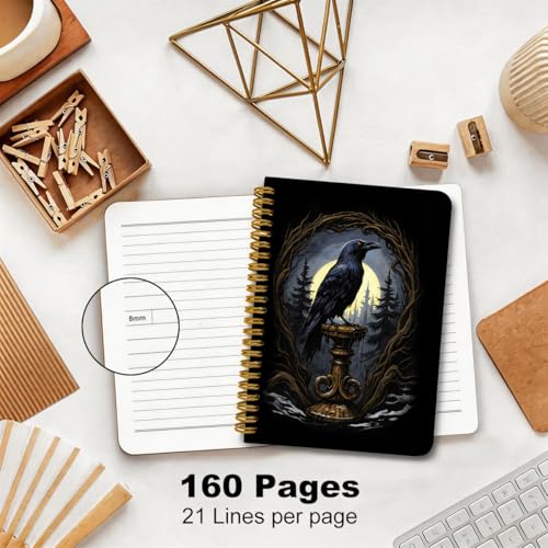 2 Pcs Gothic Crow Gifts A5 Spiral Notebook, 160 Pages Journal Notebook - color: Multicolour 0014