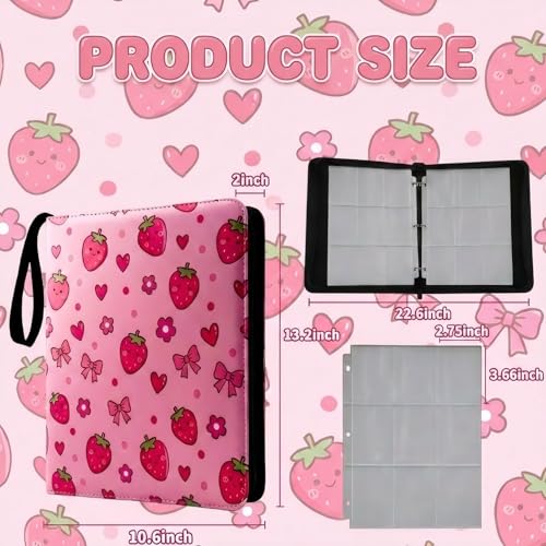 Card Binder 9 Pocket, Pink Cute, 900 Cards, PU Leather - color: Pink Cute