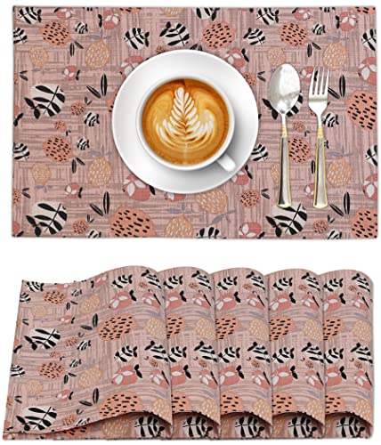 Ruvanti Placemats Set of 6, 100% Cotton Place Mats of 13x19, Dusty Palette - color: Dusty Palette