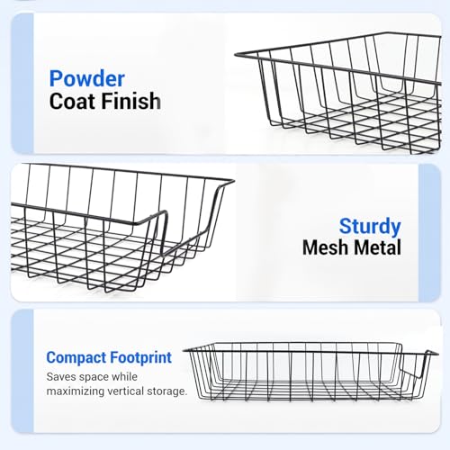 6 Pack Desk Drawer Organizer Letter Tray – Stackable Metal Mesh Wire Paper Trays | A4 Paper Document Desk Basket with Smooth Edges | Rust Proof Storage Tray for Home Office School Desk