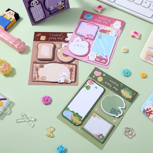 WLLHYF 4 Pack Cute Sticky Notes 240 Sheets Sticky Notes Page Markers Flags