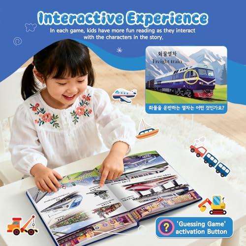 English Korean Bilingual Interactive Sound Book Talking Toy Gift Toddler 3+ - color: Traffic and Robot-(en+kr)