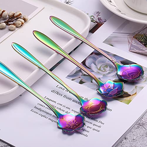 16 Pieces Flower Spoon Coffee Teaspoon Set, PBIEHSR Stainless Steel Coffee Tea Spoons for Drink Mixing Milkshake Jam - style: Multicolor