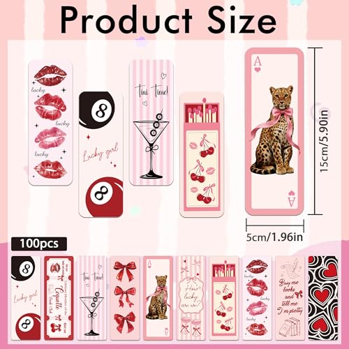 Y2K Coquette Aesthetic Bookmarks, Pink Bow Leopard Book Marks - style: Y2K Coquette