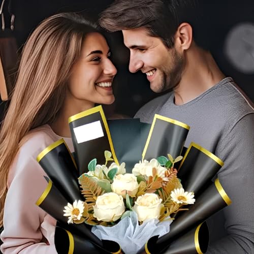 CCIJESW 20 Sheets Flower Bouquet Wrapping Paper Blakck - color: 020-Slightly Transparent Black