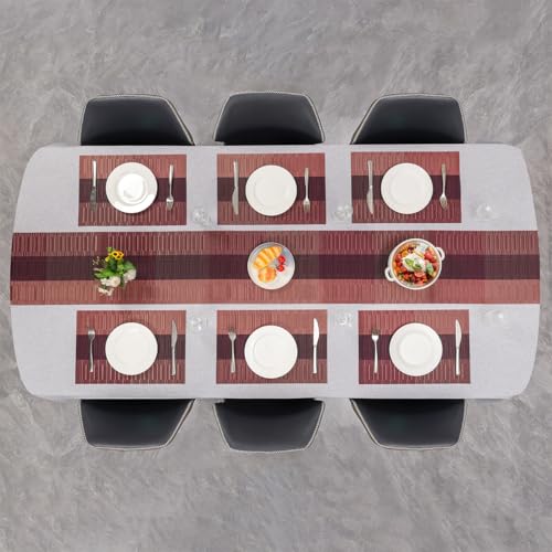 Placemats Set of 6, Vinyl Woven Heat-Resistant Place Mats - color: Purple Red, size: Set of 6