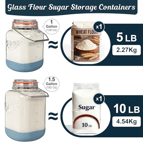 1.5 Gallon Large Glass Jar with Airtight Hinged Lid, Square, 192 Oz - size: 1.5 Gallon / Square Glass Jar