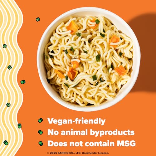 Hello Kitty Vegan-Friendly Instant Ramen Cup | 6 Pack Chicken Noodle Soup