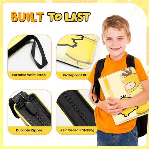 400 Cards Capacity Trading Card Binder, Card Holder with 50 Removable Sleeves, Double Sided 8-Pocket Pages Zipper Album with Wrist Strap for TCG, Sports & Game Cards, Gift for Boys and Girls - color: Light Yellow