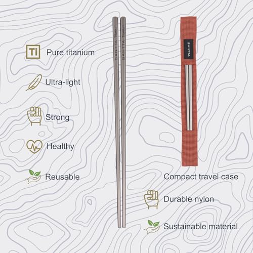 SANTTA Titanium Chopsticks with Portable Carrying Case - size: 2-Pack