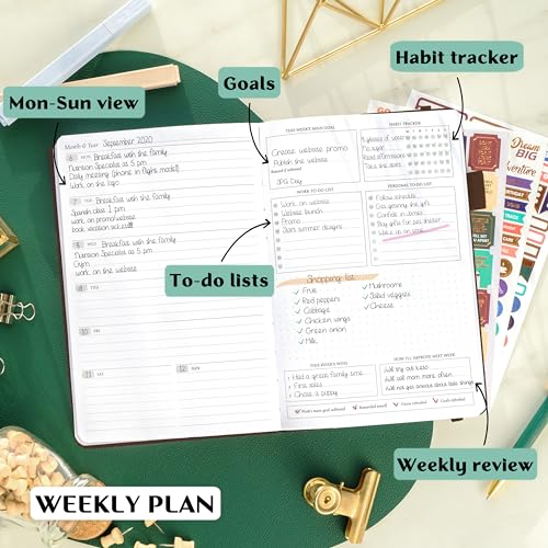 Legend Planner Undated, Weekly & Daily Goal Journal, A5 Dark Brown - color: Dark Brown (Undated), size: A5 (5.5'' x 8.3'')