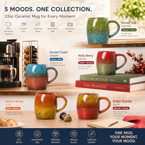 Forest Tide Ceramic Mug, 22oz Reactive Glaze Coffee Mug, Self Care Gift - color: Forest Tide · CENTERED