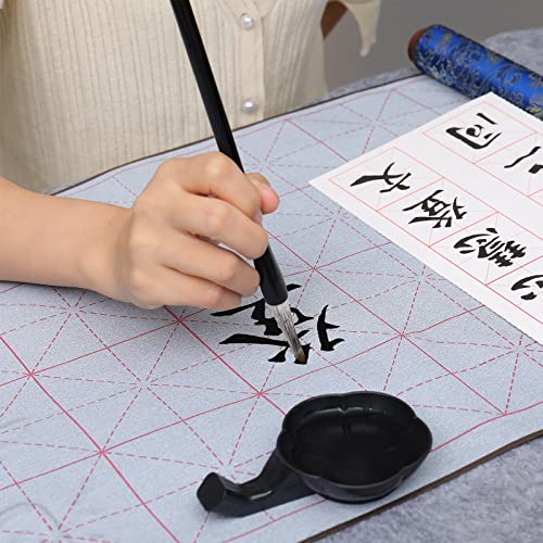 MEGREZ Reusable Water Writing Calligraphy Cloth Set No Ink Practice Kit - color: Blue