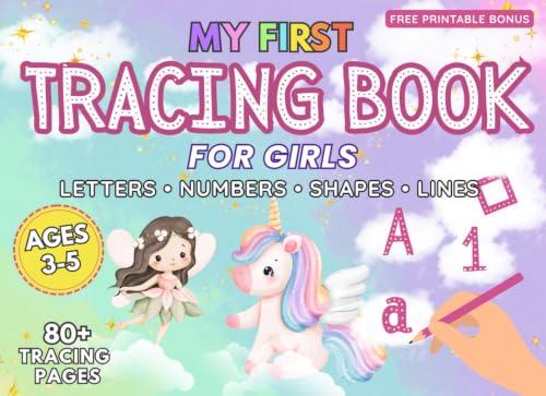 Tracing Book for Girls Ages 3-5: Full Color Edition: Big Easy Lines for Preschool & Kindergarten | Alphabet A-Z, Numbers 0-10, Shapes & Pre-Writing ... for Kids (My First Tracing Workbooks)