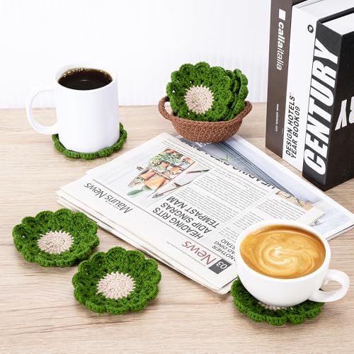 Crochet Flower Coaster Set Handmade Cotton Doily Boho Decor,4pcs