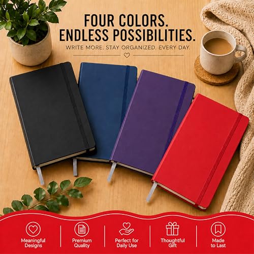 Eccolo Cool Jazz Hardbound Writing Journal, 192-Page Lined Paper, Lay-Flat - color: Red, size: Medium - (6-x-8.5 Inches)