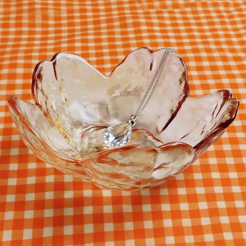 Amber Crystal Flower Jewelry Ring Dish, Clear Trinket Bowl, Cute Nightstand Decor Ring Holder for Women, Home Decor Gifts for Women, Wedding, Birthday, Mother's Day - color: Crystal Amber