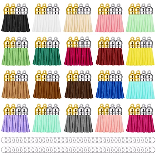 Hapeper 80 Pieces Leather Tassel Keychain Tassels Pendants Charm Tassel for DIY Crafts, Jewelry Making (1-1/2 Inch) - size: 1-1/2 Inch