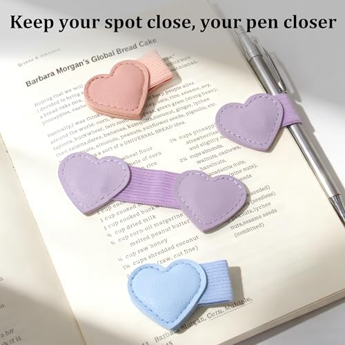 2Pcs Magnetic Leather Bookmarks with Pen Holder Gift Box, Heart-Shaped Magnetic Book Marks for Book Lover Readers Cute Leather Bookmark for Women Girls (Purple) - color: Purple