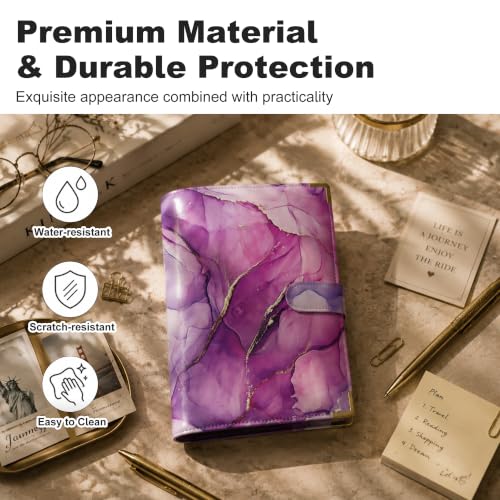 Convend A5 Kpop Photocard Binder with 30 Pack 4-Pocket Card Pages, 6 Ring Refillable Binder Album with 240 Card Slots, PU Leather Cover, Magnetic Closure, Trading Cards, Game Cards, Marble Purple - color: New-4, size: Luxe-A5