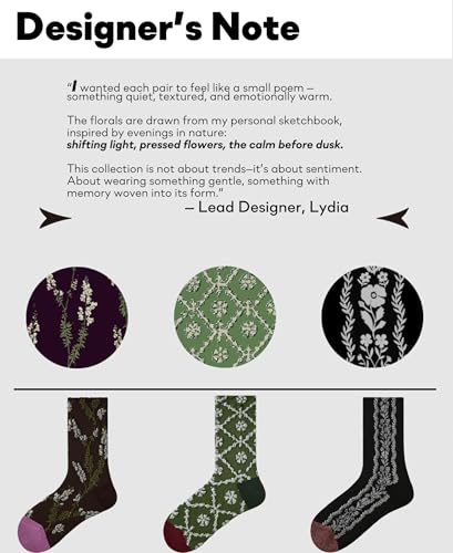 Women's Cotton Crew Socks, Cute Colorful Socks for Women, Soft Comfortable Casual Mid Calf Socks, Designer Pattern Gift Socks