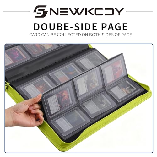 Top loader Binder, 9 Pockets Top Loader，Holds 360 Top Loaders cards, Card binder with Sleeves for card in 3 x 4 inches color smooth Zipper PU Leather (Cyan) - color: Cyan