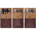 Wisdompro Pocket Protector, 3 Pack PU Leather Heavy Duty Pen Holder Pouch - color: Brown