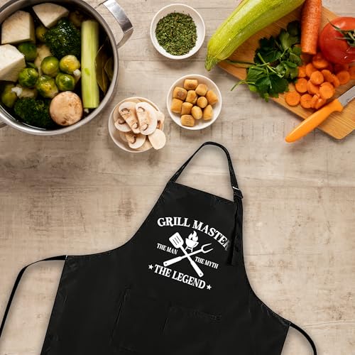 Funny Black Apron with Pockets for Man,Dad,Husband,Father in Law,Chef Daddy Women Grilling Apron BBQ Cooking Gifts - color: Apron-11