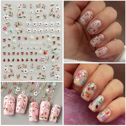 Strawberry Nail Stickers for Nail Art Flower Nail Decals for Women - color: Colorful-17