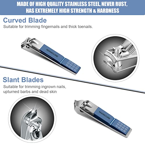 Manicure Set Professional Nail Clippers Pedicure Kit,16 pcs Stainless Steel - color: Blue