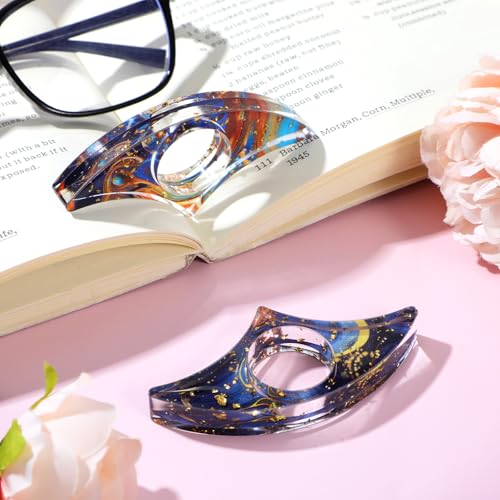 2Pcs Book Page Holder Book Thumb Page Holder Thumb Ring Books Marks for Reading Accessories Transparent Bookmarks for Women Best Friend Christmas Gifts for Books Lovers Teacher Readers(Blue) - color: Blue